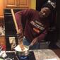 <p>Wyclif Ochieng makes Kenyan staple food ugali for his host IVEP family in Pennsylvania. </p>