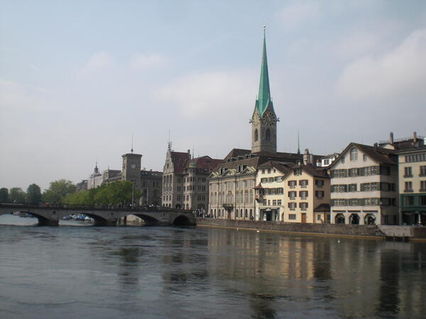 Limmat river with church spire in background