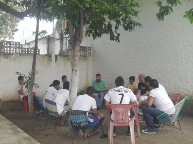<p>Pastor Carlos with the youth of the Juvenile Detention Center in Colima, Mexico. Photo supplied by ICOMB</p>