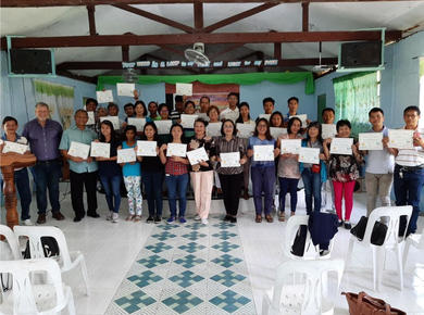 <p>Filipino MLT second module participants with Doug Hiedebrecht, trainer. Photo: supplied</p>