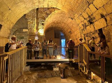 The underground tunnel of the Western Wall in Jerusalem.
