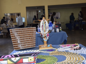 A handbag and jewelry sold by one of the vendors at the business expo last May. 