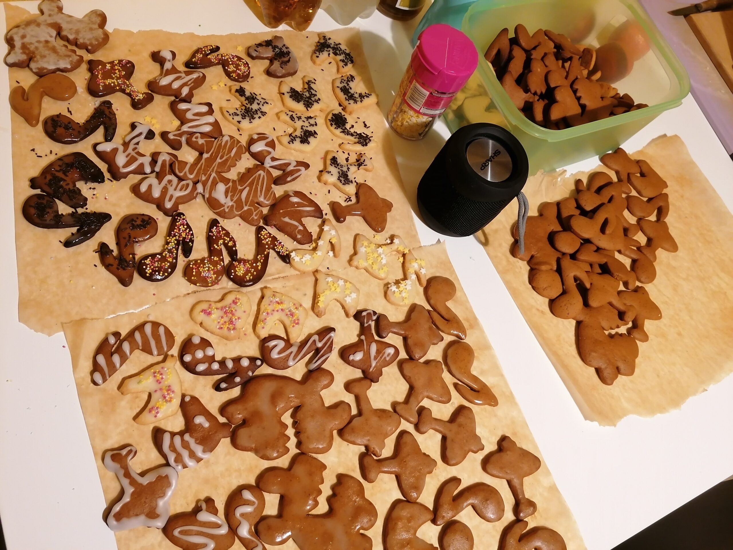 trays of gingerbread cookies