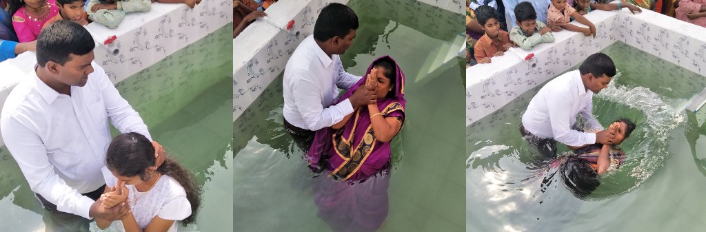 Chaque jour, des milliers d’Indiens placent leur foi et leur confiance en Jésus et se font baptiser. Muthulakshmi, Selvi et Evangeline se font baptiser. Photos : Paul Phinehas