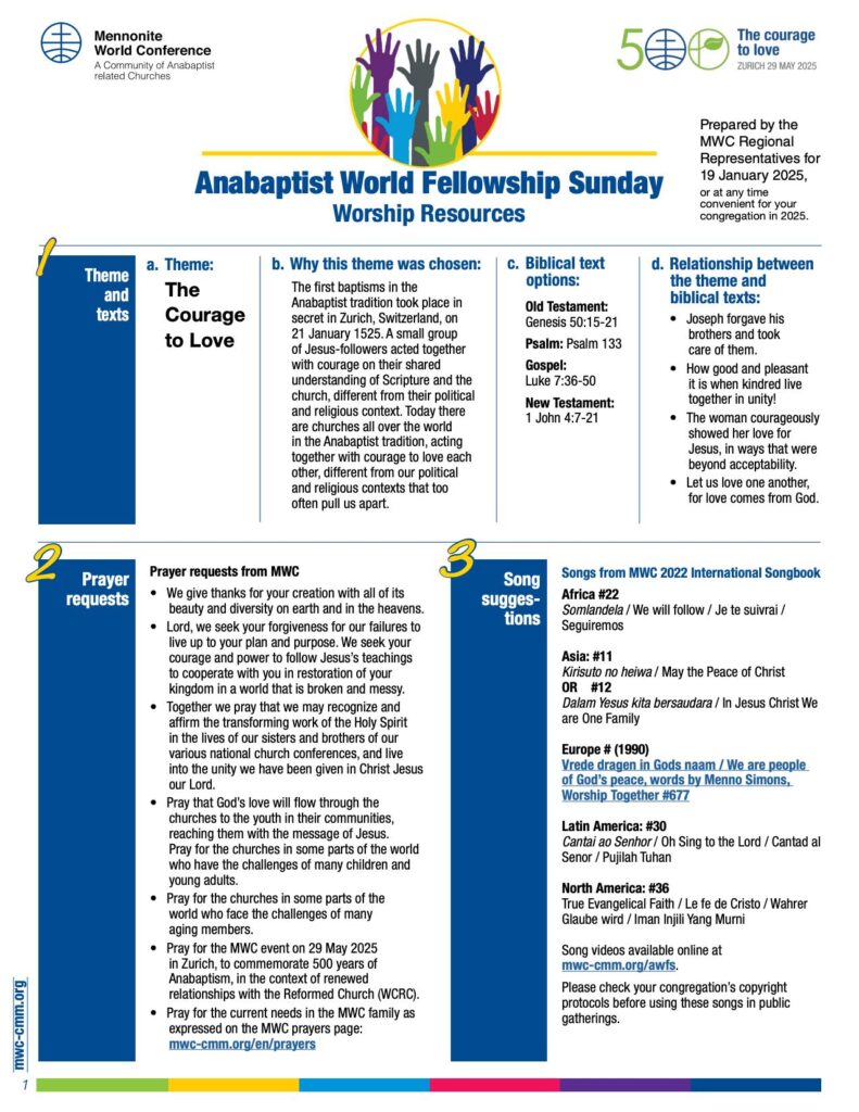 Anabaptist World Fellowship Sunday 2025
