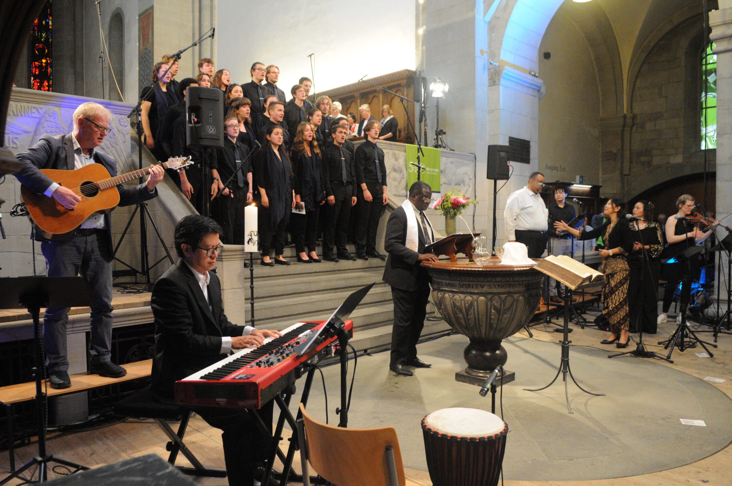 Musical ensembles singing at commemoration of Anabaptism@500