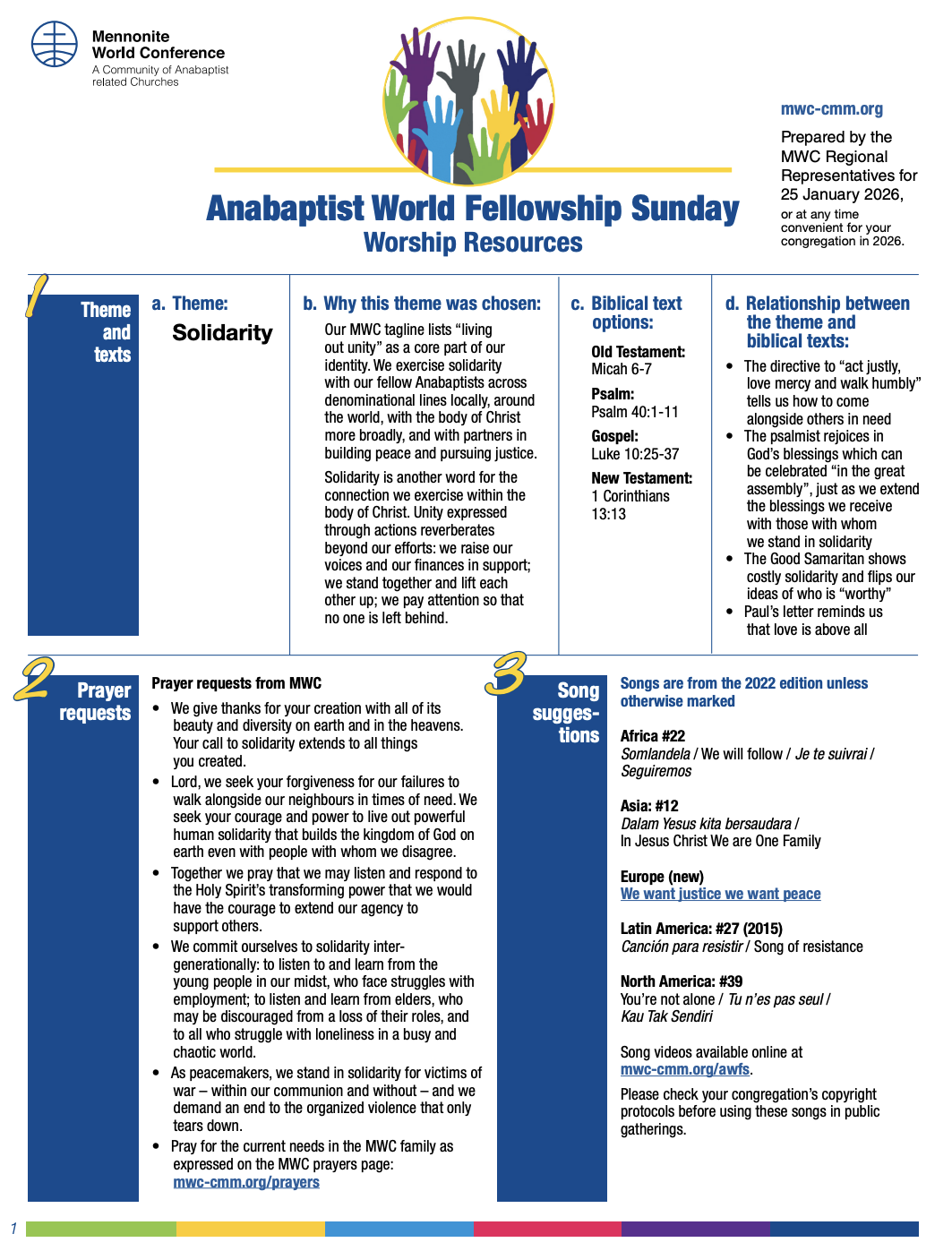 Anabaptist World Fellowship Sunday 2026