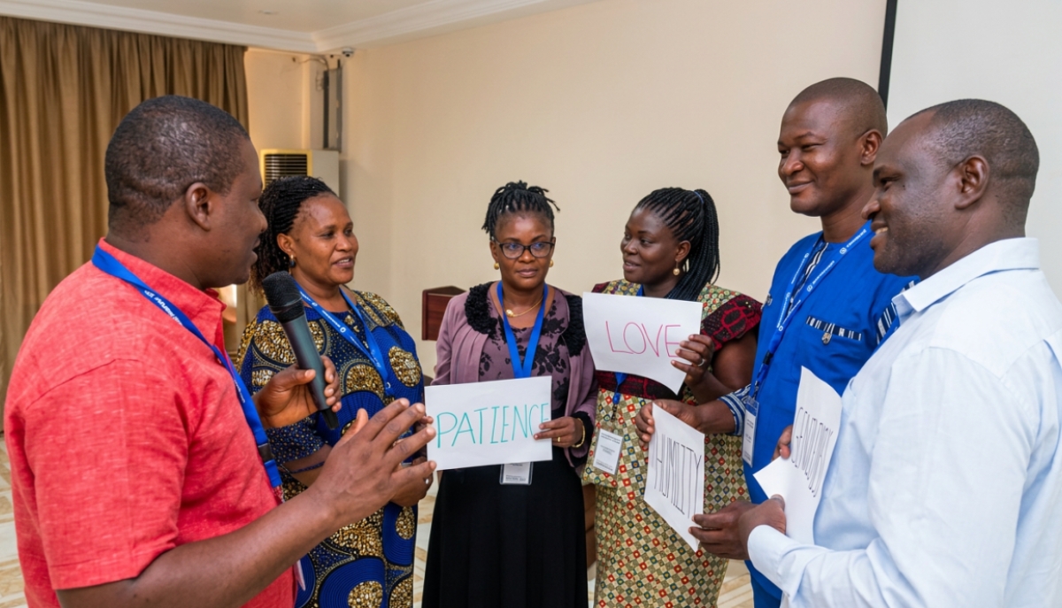 a group of African people interacting