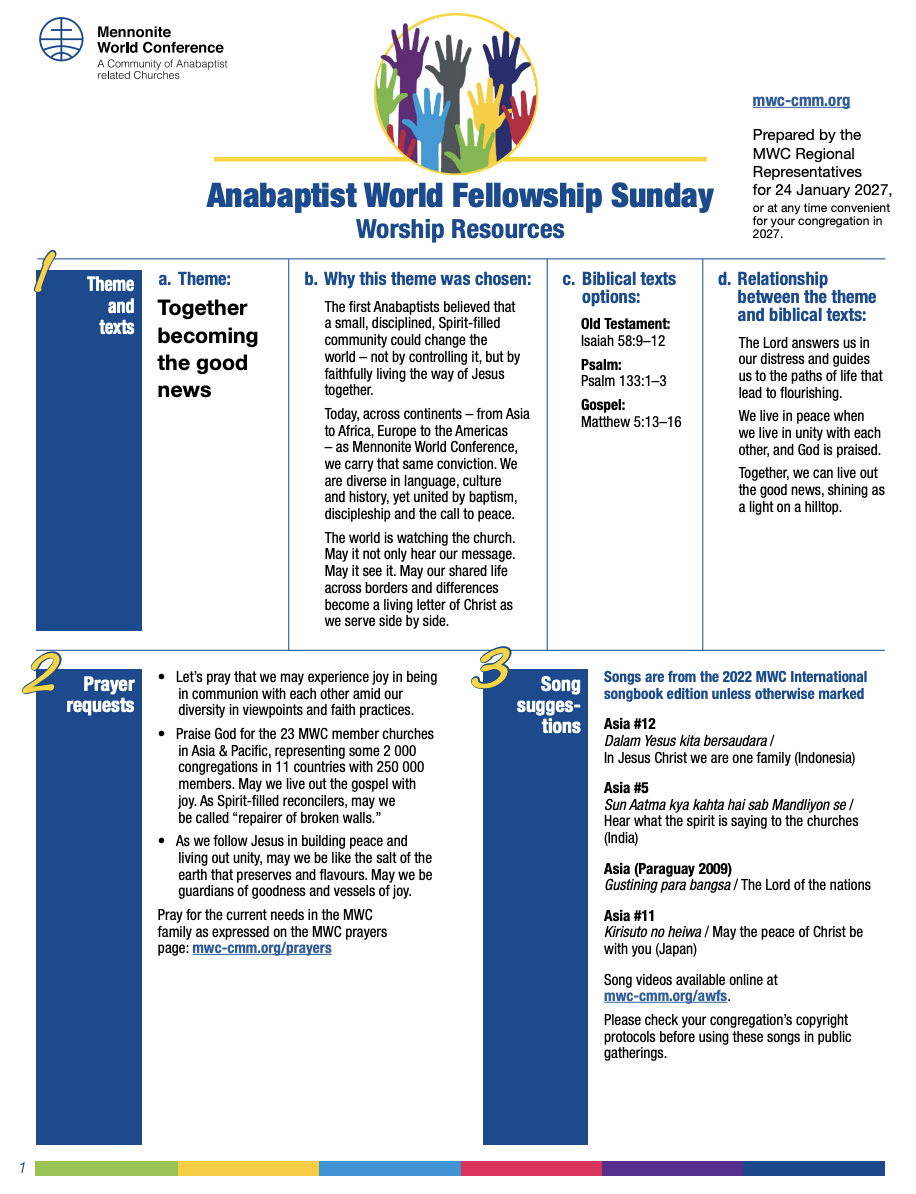 Anabaptist World Fellowship Sunday 2027